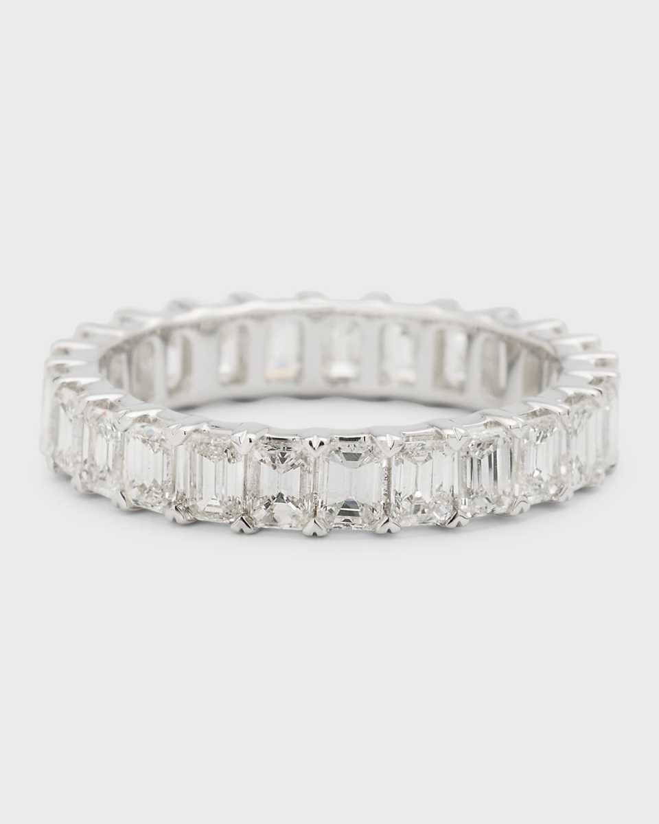 18K White Gold Emerald-Cut Diamond Eternity Band, Size 6